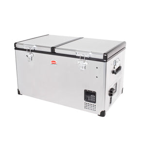 SnoMaster 66L Low Profile Dual Compartment Stainless Steel Fridge/Freezer AC/DC
